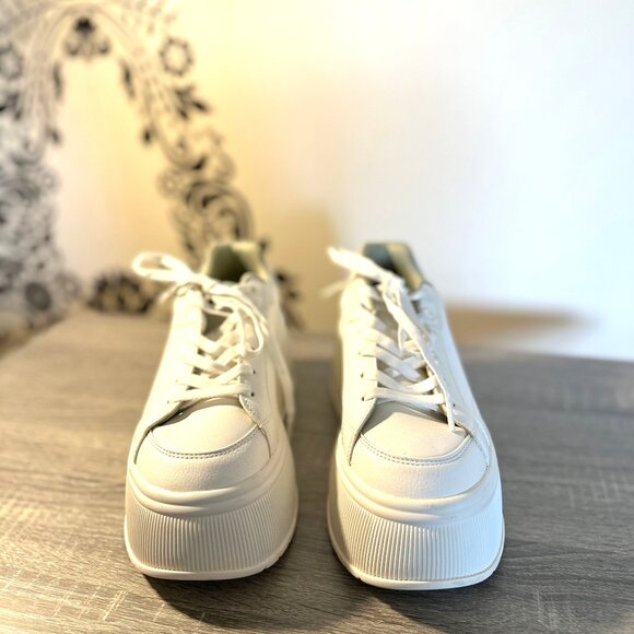 ZARA White Platform Sneakers – Minimalist Chunky Lace-Up Shoes Size 39 - Picture 4 of 4